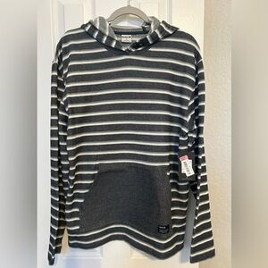 Hurley Men's Gray and White Striped Hoodie